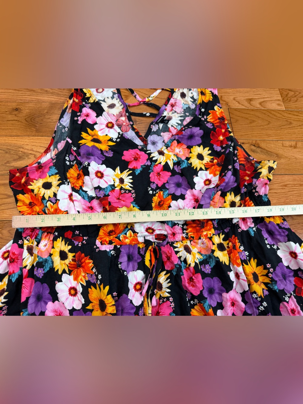 Torrid Floral Babydoll Stretch Challis Top With Hanky Hem - Picture 6 of 7